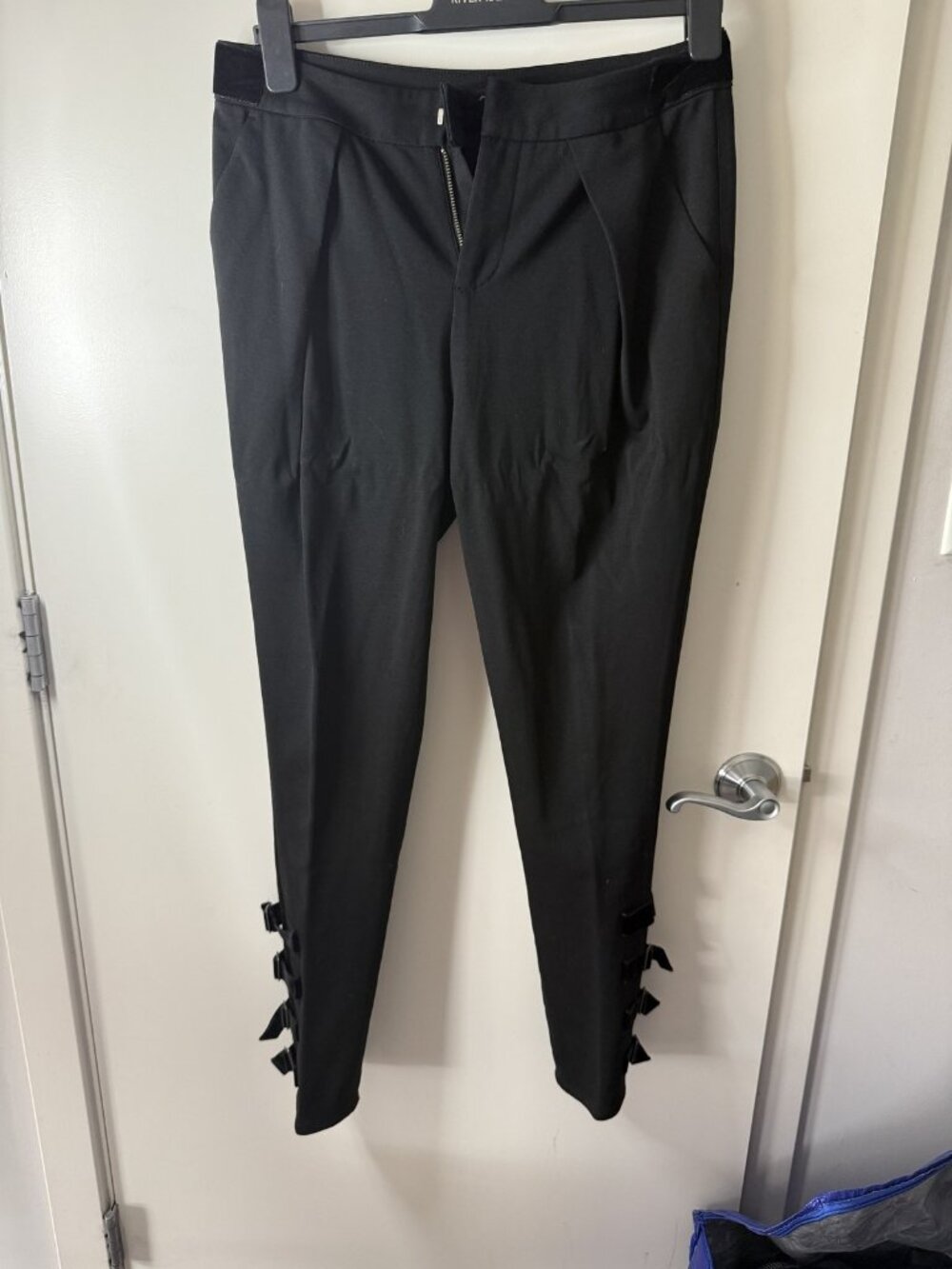 7 For All Mankind Black Buckle Ankle Trousers